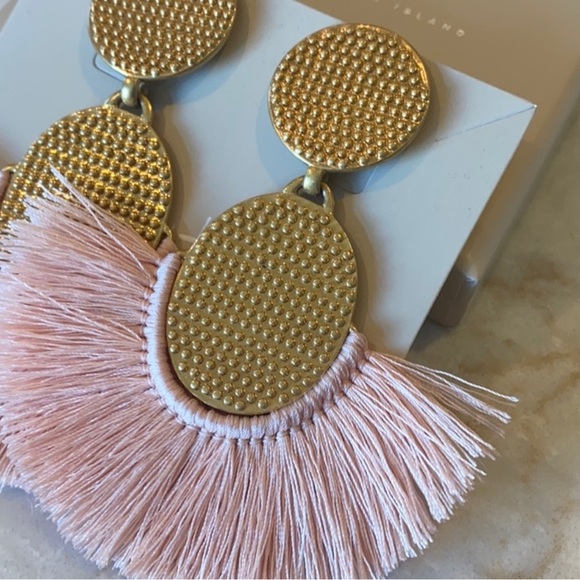 Gold and Pink Statement Earrings with Tassel Fringe - Picture 8 of 9